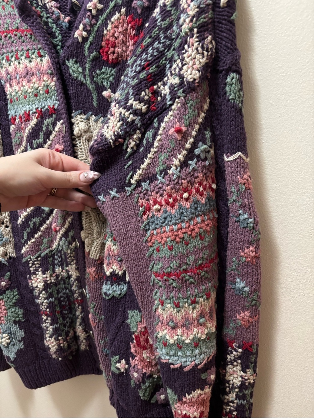 Vintage floral knit grandma sweater 80s 90s heirloom collectibles eagles eye - Picture 5 of 5